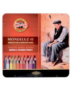 Koh-I-Noor Mondeluz Artist's Water Soluble Coloured Pencils - Assorted - Set of 48 in Tin Box