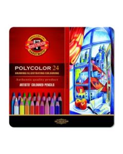 Koh-I-Noor Polycolor Artist's Coloured Pencils - Assorted - Set of 24 in Tin Box