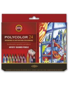 Koh-I-Noor Polycolor Artist's Coloured Pencils - Assorted - Set of 24 In Cardboard Case