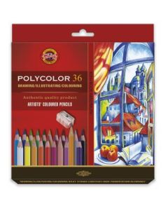 Koh-I-Noor Polycolor Artist's Coloured Pencils - Assorted - Set of 36 In Cardboard Case