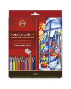 Koh-I-Noor Polycolor Artist's Coloured Pencils - Assorted - Set of 48 In Cardboard Case