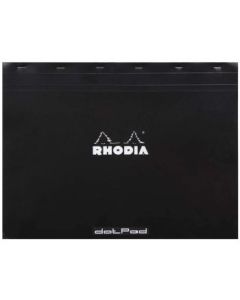 Rhodia - Basics Black No. 38 - Stapled - Dot Grid Pad - A3+ (420 mm x 318 mm or 16.53" x 12.5") White Ultra Smooth Surface - 80 GSM - Pad of 80 Sheets