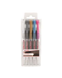 Edding 2185 Gel Ink - Rollerball Pen - 0.7 MM - Set of 7 - Metallic Colours with White