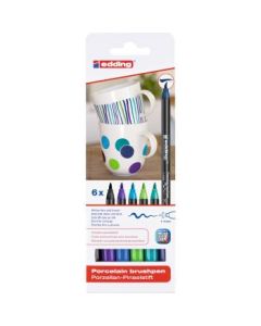 Edding Porcelain Brush Pen (1 - 4 MM) - Set of 6 - Cool Colours