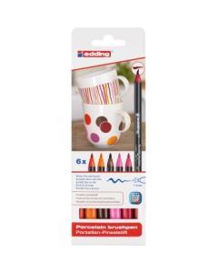 Edding Porcelain Brush Pen (1 - 4 MM) - Set of 6 - Warm Colours