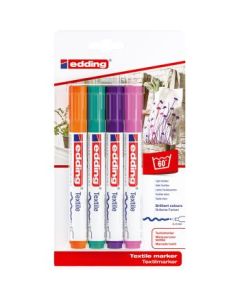 Edding Textile Marker (2 - 3 MM) - Blister of 4 - Fun Colours