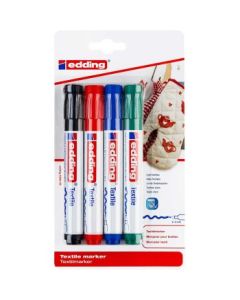 Edding Textile Marker (2 - 3 MM) - Blister of 4 - Basic Colours