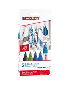 Edding Textile Marker (2 - 3 MM) - Set of 5 - Cool Colours