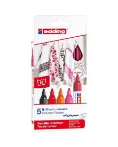 Edding Textile Marker (2 - 3 MM) - Set of 5 - Warm Colours