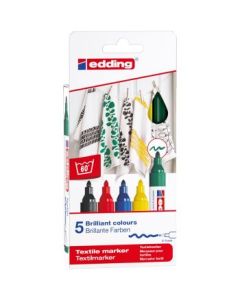 Edding Textile Marker (2 - 3 MM) - Set of 5 - Basic Colours