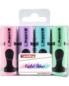 Edding 7 Mini Highlighter Pen - Assorted Set of 4 - Pastel Colours