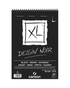 Canson XL Dessin - Black Paper - Smooth + Light Grain 150 GSM A3 (29.7x 42 cm or 11.7 x 16.5'') - Album of 40 Sheets