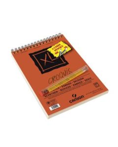 Canson XL Croquis - Drawing & Sketching Paper - 90 GSM A4 - Album of 120 Light Grain Sheets  + 2 Free 2B Graphite Pencils