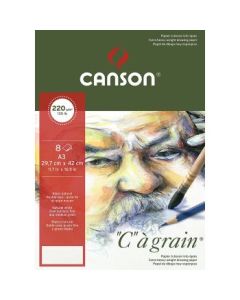 Canson C a' Grain Heavyweight Drawing Paper - Fine Grain 220 GSM A3 Art Folder - 8 Sheets