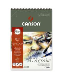 Canson C a' Grain Heavyweight Drawing Paper - Fine Grain 224 GSM A3+ Spiral Pad - 30 Sheets