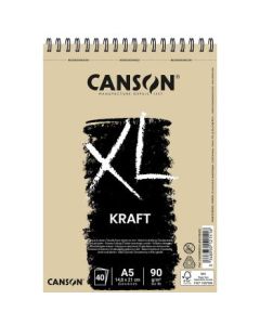 Canson XL Kraft Paper - 90 GSM A5 (14.8x 21 cm or 5.9 x 8.3'') -  Laid Texture Pad of 40 Sheets