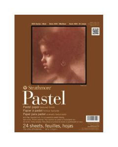 Strathmore 400 Series Pastel 11''x14'' 6 Assorted Pastel Shades Fine Grain 118 GSM Paper, Short-Side Glue Bound Pad of 24 Sheets