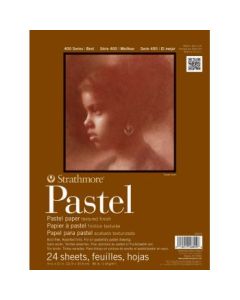 Strathmore 400 Series Pastel 9''x12'' 6 Assorted Pastel Shades Fine Grain 118 GSM Paper, Short-Side Glue Bound Pad of 24 Sheets