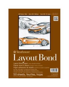 Strathmore 400 Series Layout Bond 9'' x 12'' Semi-Transparent/ Off White Crisp Smooth  60 GSM Short Side Glue Pad of 50 Sheets