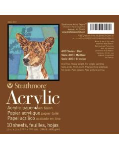 Strathmore 400 Series Acrylic 12''x12'' Cream Canvas Texture 400 GSM Paper, Short-Side Glue Bound Pad of 10 Sheets