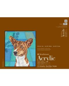 Strathmore 400 Series Acrylic 18''x24'' Cream Canvas Texture 400 GSM Paper, Short-Side Glue Bound Pad of 10 Sheets