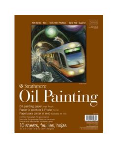 Strathmore 400 Series Oil Painting 9'' x 12'' Off- White Linen 350 GSM Short Side Glue Pad of 10 Sheets