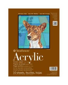 Strathmore 400 Series Acrylic 9''x12'' Cream Canvas Texture 400 GSM Paper, Short-Side Glue Bound Pad of 10 Sheets