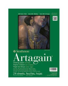 Strathmore 400 Series Artagain 6''x9'' Coal Black Light Grain 160 GSM Paper, Short-Side Glue Bound Pad of 24 Sheets