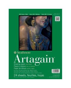 Strathmore 400 Series Artagain 9''x12'' Coal Black Light Grain 160 GSM Paper, Short-Side Glue Bound Pad of 24 Sheets