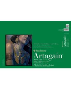 Strathmore 400 Series Artagain 12''x18'' Coal Black Light Grain 160 GSM Paper, Short-Side Glue Bound Pad of 24 Sheets