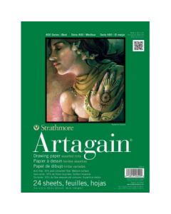 Strathmore 400 Series Artagain 9''x12'' 6 Assorted Tints Light Grain 160 GSM Paper, Short-Side Glue Bound Pad of 24 Sheets