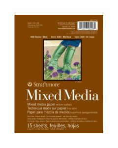 Strathmore 400 Series Mixed Media 6'' x 8'' Extra White Vellum 300 GSM Short Side Glue Pad of 15 Sheets