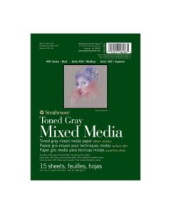 Strathmore 400 Series Toned Gray Mixed Media 6'' x 8'' Cool Gray Vellum 300 GSM Short Side Glue Pad of 15 Sheets