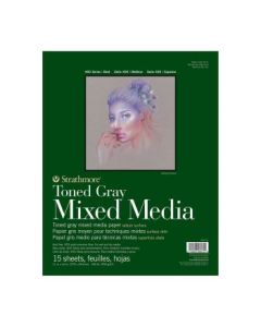 Strathmore 400 Series Toned Gray Mixed Media 11'' x 14'' Cool Gray Vellum 300 GSM Short Side Glue Pad of 15 Sheets