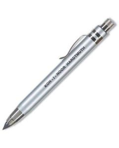 Koh-i-noor 5359 Versatil Mechanical Clutch Pencil / Leadholder - 5.6 MM - Silver Metal Body with Clip in Metal Case