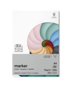 Winsor & Newton Bleedproof Marker Paper - Smooth 75 GSM - A4 (21 cm x 29.7 cm or 8'' x 12'') Natural White Short Side Glued Pad of 50 Sheets