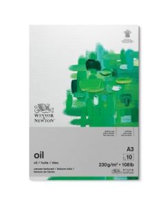 Winsor & Newton Oil Paper - Canvas Texture 230 GSM - A3 (29.7 cm x 42 cm or 12'' x 17'') Natural White Short Side Glued Pad of 10 Sheets