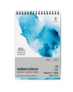 Winsor & Newton Watercolour Paper - Cold Press 300 GSM - A4 (29.7 cm x 42 cm or 11.7'' x 16.5'') Natural White Short Side Spiral Album of 12 Sheets