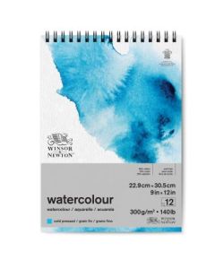 Winsor & Newton Watercolour Paper - Cold Press 300 GSM - 22.9 cm x 30.5 cm or 9'' x 12'' Natural White Short Side Spiral Album of 12 Sheets