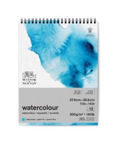 Winsor & Newton Watercolour Paper - Cold Press 300 GSM - 27.9 cm x 35.6 cm or 11'' x 14'' Natural White Short Side Spiral Album of 12 Sheets