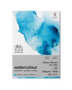 Winsor & Newton Watercolour Paper - Cold Press 300 GSM - 17.8 cm x 25.4 cm or 7'' x 10'' Natural White Short Side Glued Pad of 12 Sheets