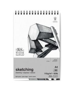 Winsor & Newton Sketching Paper - Light Grain 110 GSM - A4 (29.7 cm x 42 cm or 11.7'' x 16.5'') Extra White Short Side Spiral Album of 50 Sheets