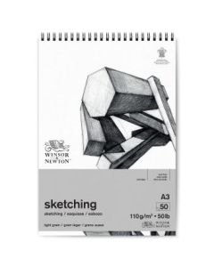 Winsor & Newton Sketching Paper - Light Grain 110 GSM - A3 (21 cm x 29.7 cm or 8.3'' x 11.7'') Extra White Short Side Spiral Album of 50 Sheets