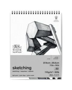 Winsor & Newton Sketching Paper - Light Grain 110 GSM - 27.9 cm x 35.6 cm or 11'' x 14'' Extra White Short Side Spiral Album of 50 Sheets