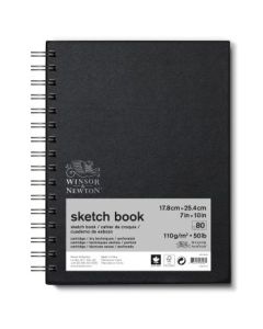 Winsor & Newton Sketchbook - Light Grain 110 GSM - A5 (14.8 cm x 21 cm or 5.8'' x 8.3'') Natural White Long Side Spiral Book of 80 Sheets