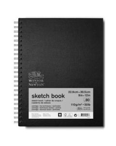 Winsor & Newton Sketchbook - Light Grain 110 GSM - A4 (29.7 cm x 42 cm or 11.7'' x 16.5'') Natural White Long Side Spiral Book of 80 Sheets