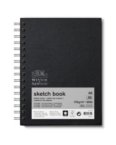 Winsor & Newton Sketchbook - Light Grain 170 GSM - A5 (14.8 cm x 21 cm or 5.8'' x 8.3'') Natural White Long Side Spiral Book of 50 Sheets