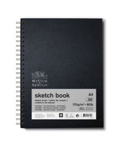 Winsor & Newton Sketchbook - Light Grain 170 GSM - A4 (29.7 cm x 42 cm or 11.7'' x 16.5'') Natural White Long Side Spiral Book of 50 Sheets