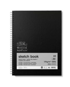 Winsor & Newton Sketchbook - Light Grain 170 GSM - A3 (21 cm x 29.7 cm or 8.3'' x 11.7'') Natural White Long Side Spiral Book of 50 Sheets