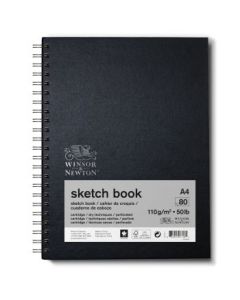 Winsor & Newton Sketchbook - Light Grain 110 GSM - 27.9 cm x 35.6 cm or 11'' x 14'' Natural White Long Side Spiral Book of 80 Sheets